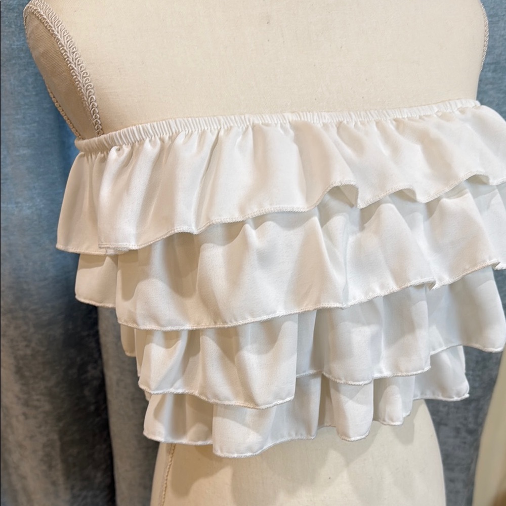 White Ruffled Off-Shoulder Top - Picture 2 of 5